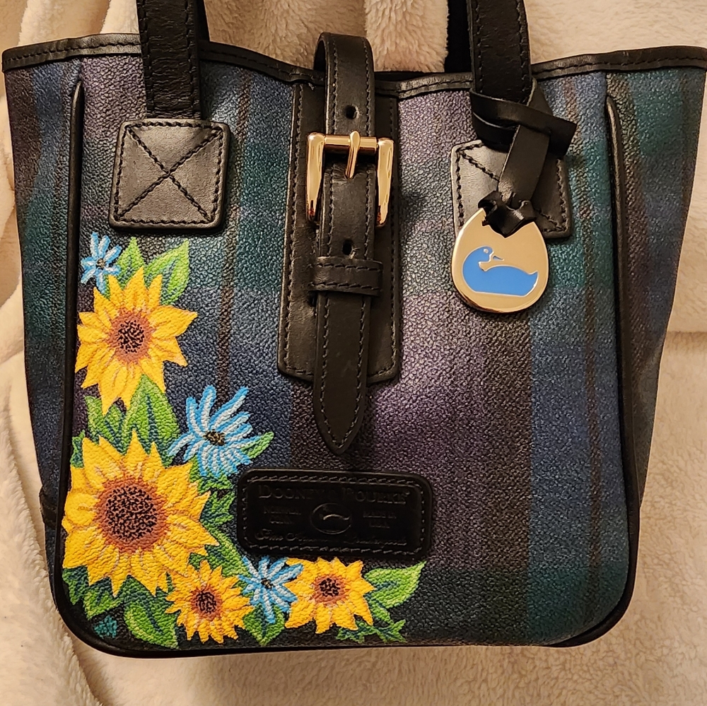 Dooney & Bourke Black Floral Sunflower Up-cycled Mini Tote